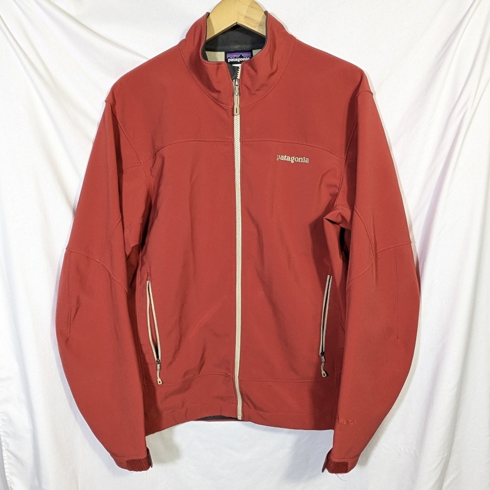 Men's Patagonia‎ Polartec Full Zip Softshell Jacket Orange Warm Wind Resistant L